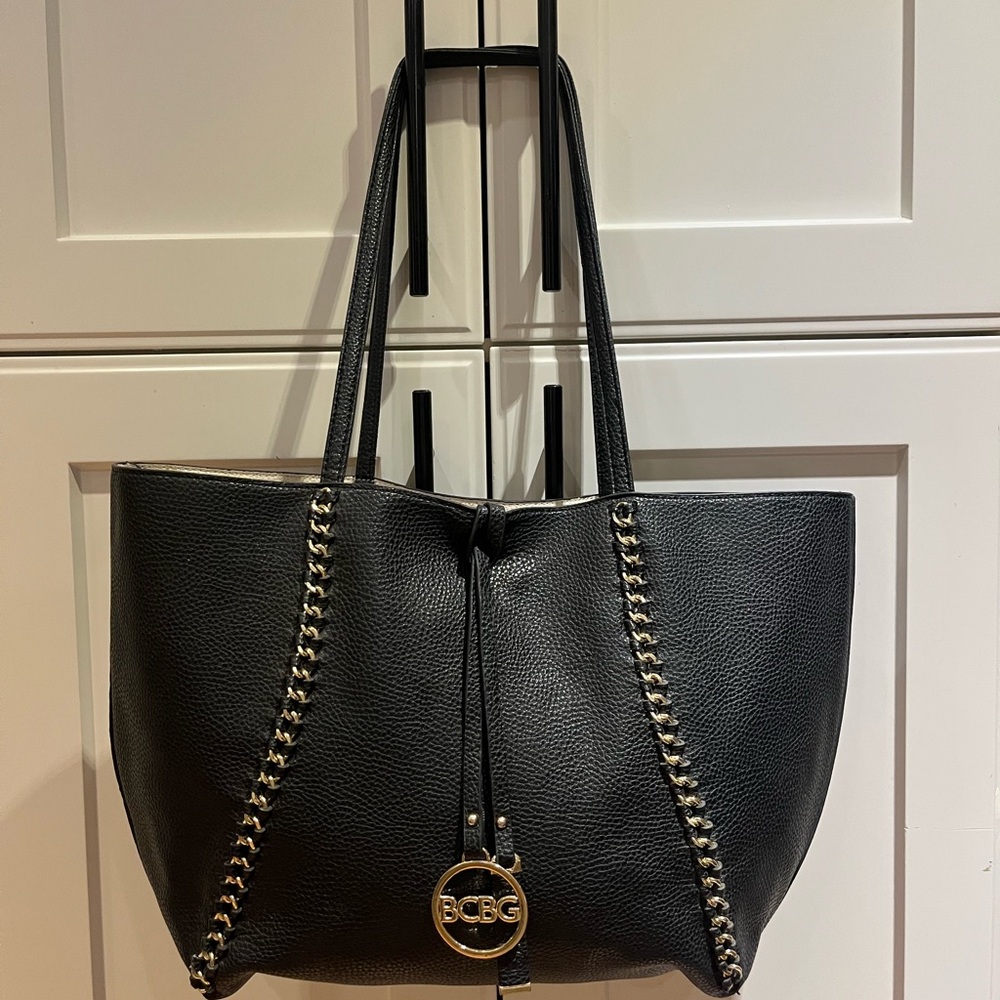 BCBG Black Tote with Silver Detailing